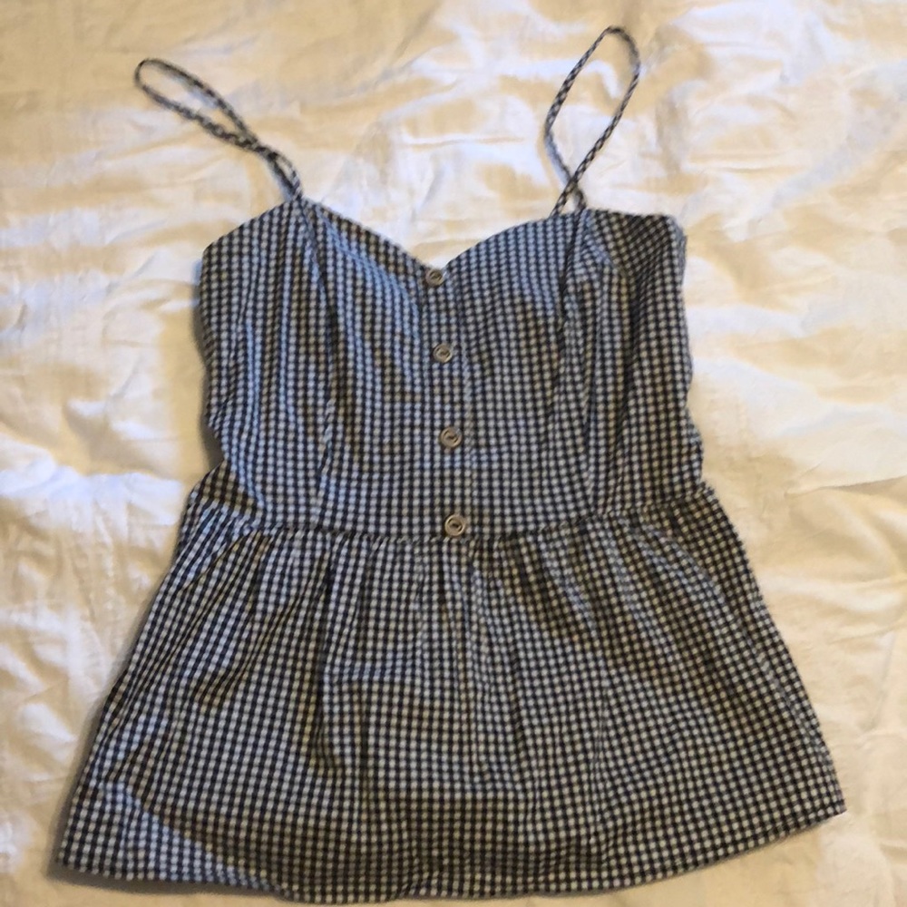 Checkered peplum spaghetti strap top